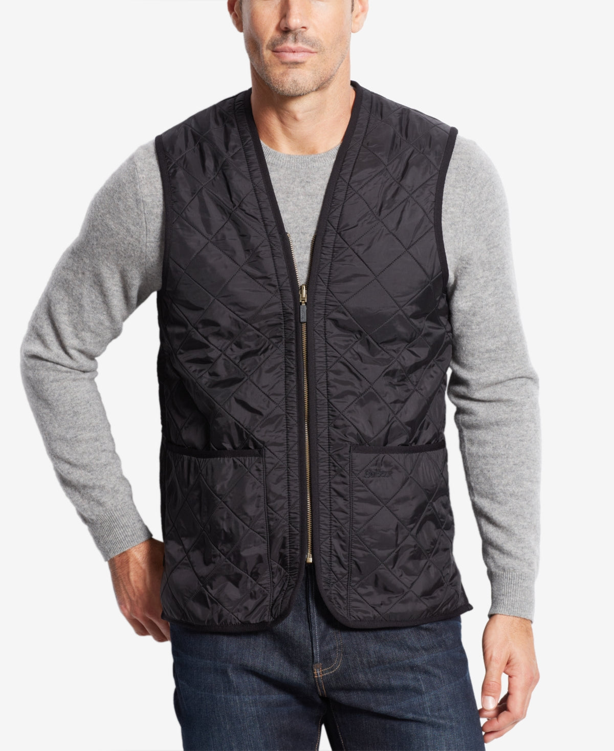 Barbour Men's Relaxed Fit Zip In Liner Vest Black Size Large