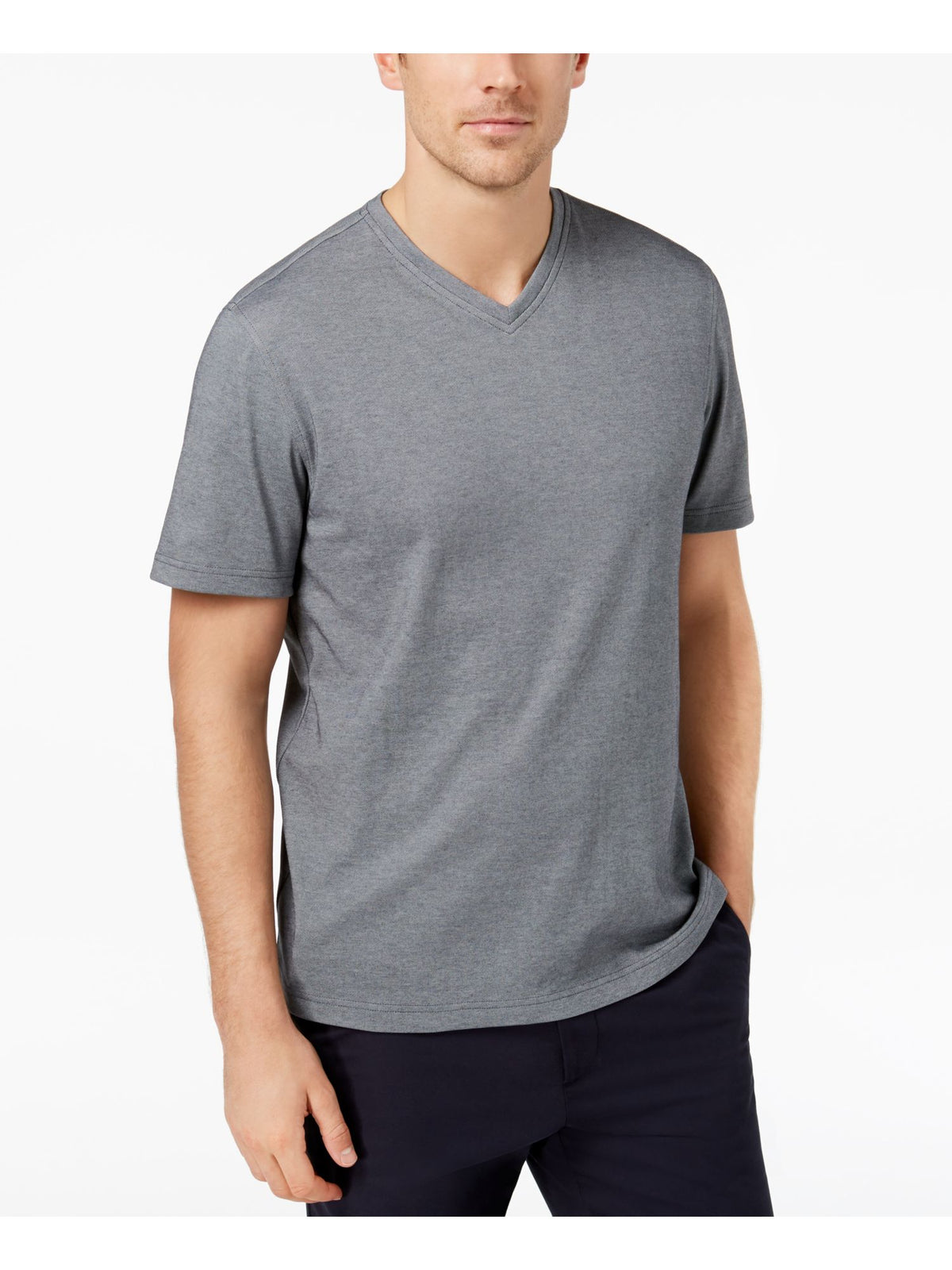 Tasso Elba Men's T-Shirt V Neck Short Sleeve Tee Gray Size Medium