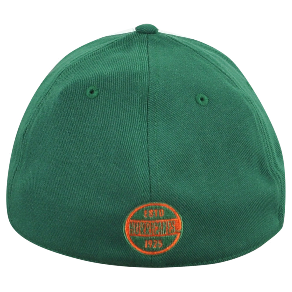 NCAA Adidas Miami Hurricanes 1925 Flex Fit Medium/Large M/L Adult Mascot Hat Cap