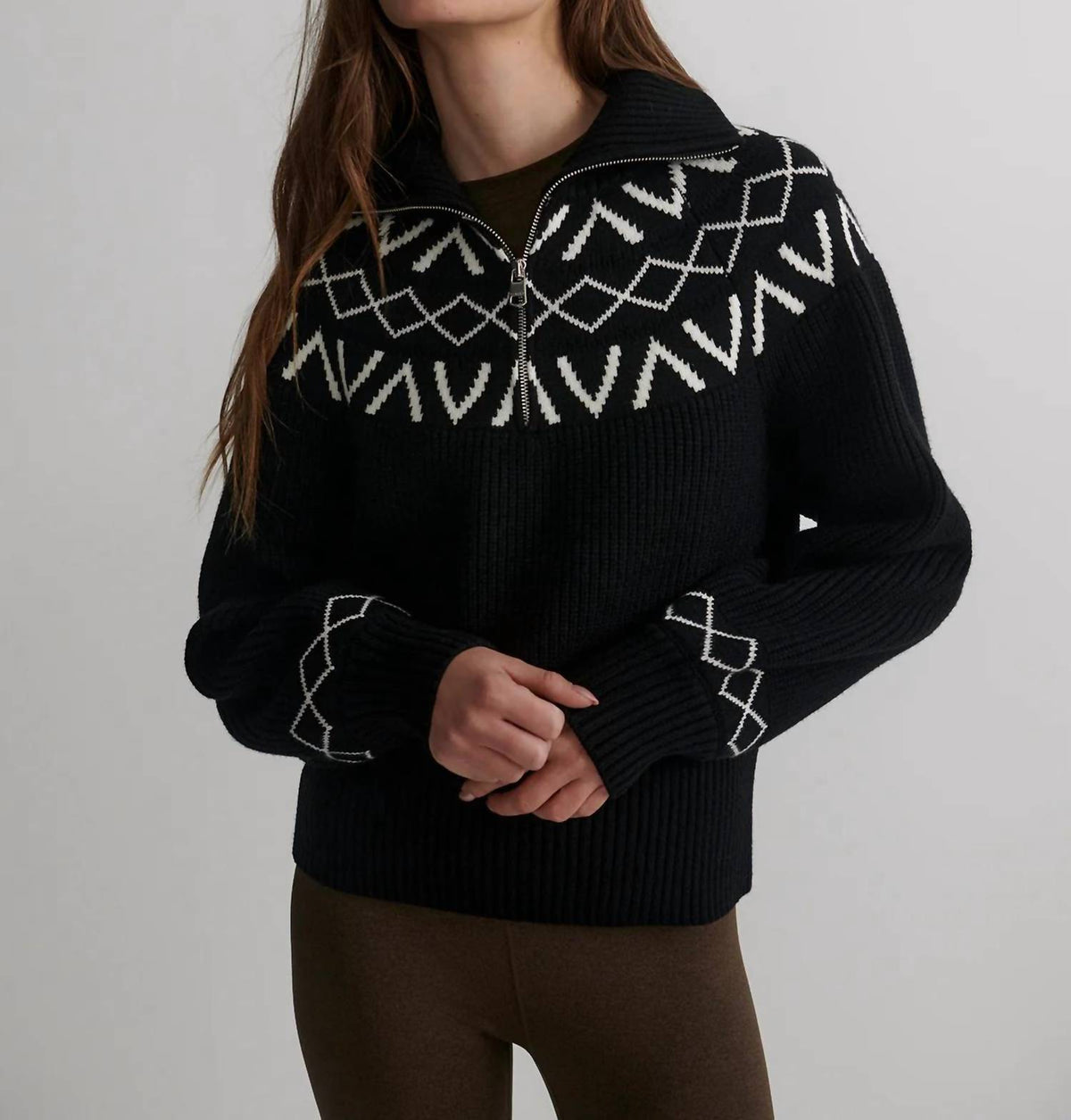 Varley - Sigrid Fairisle Half-Zip Knit Sweater