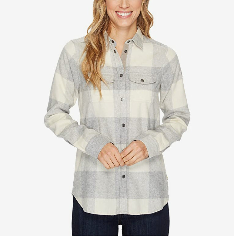 Fjallraven Women's Canada Plaid Hiking Shirt Gray Size X-Large