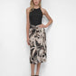 DKNY Womens Mixed Media Tie Front Midi Dress Black Multi