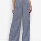 DKNY Petite High Rise Wide Leg Pants Atlantic Blue Ivory