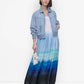 DKNY Womens Seafoam Ombre Printed Satin Maxi Dress Size L