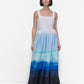 DKNY Womens Seafoam Ombre Printed Satin Maxi Dress Size M