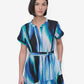 DKNY Short Sleeve Linen Tie Waist Midi Dress