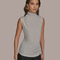 Donna Karan New York Womens Sleeveless Mock Neck Top Tuscan Grey
