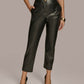 Donna Karan New York Womens Faux Leather Ankle Pants Black