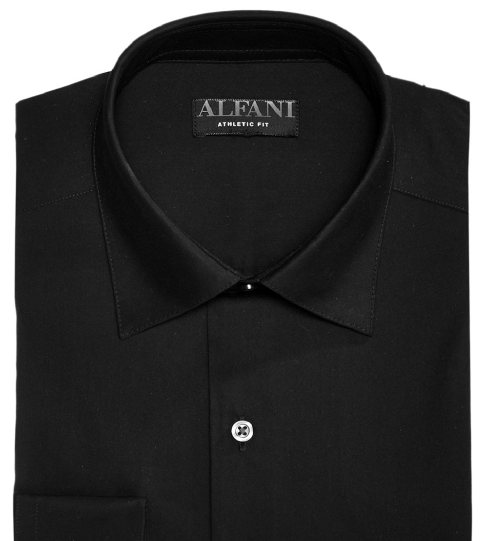 Alfani Men's Regular Fit Stretch Performance Solid Dress Shirt Black Size 14X32X33