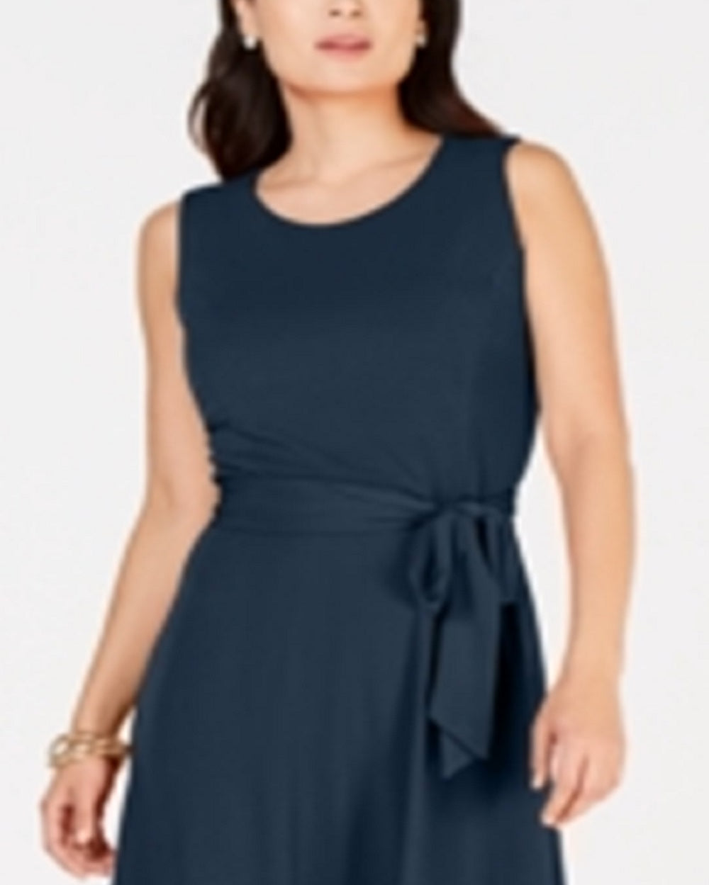 Charter Club Women's Belted Midi Dress Blue Blue Size Petite S