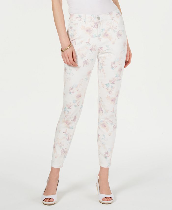 Style & Co Women's Floral Print Skinny Jeans Brown Size 4