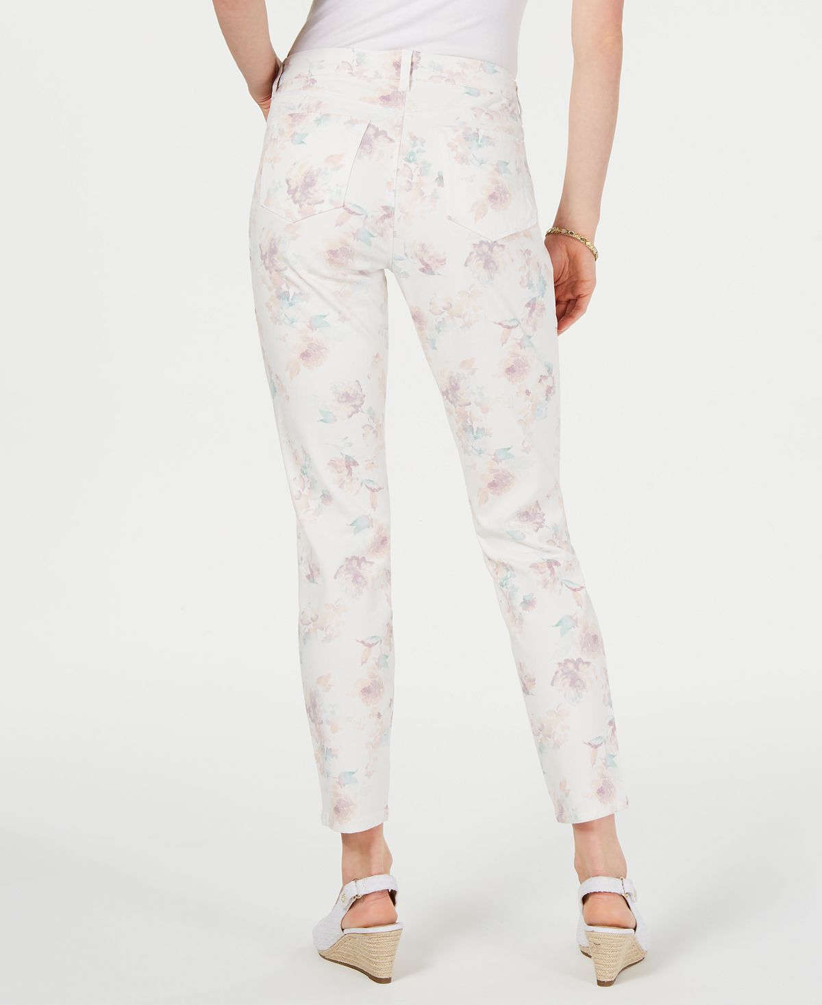 Style & Co Women's Floral Print Skinny Jeans Brown Size 4