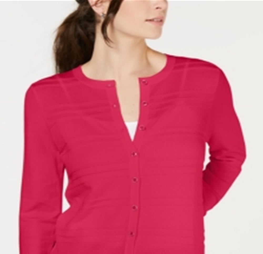 Charter Club Women's Textured Cardigan Pink Size XX-Large