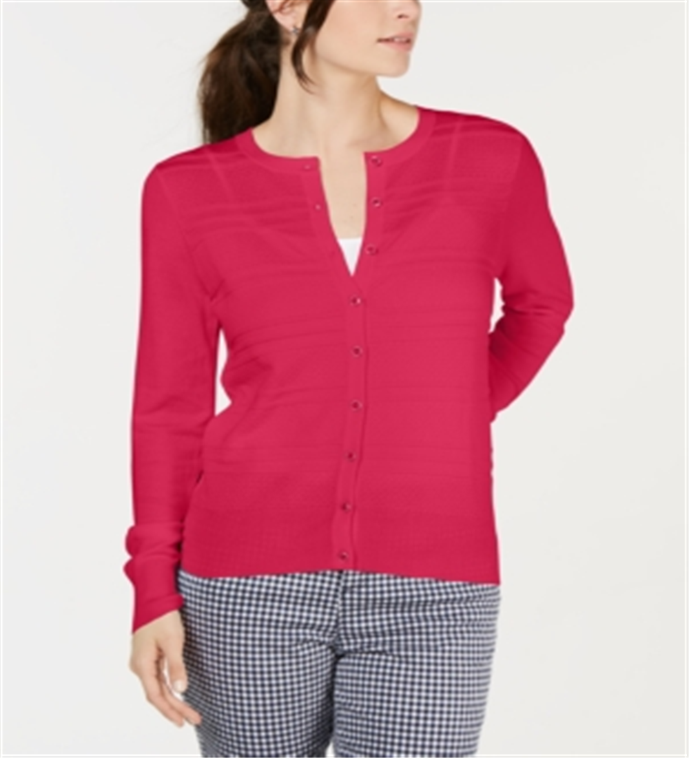 Charter Club Women's Textured Cardigan Pink Size XX-Large