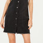 Style & Co Women's Denim Pocketed Sleeveless Collared Short Shirt Dress Black Size 16