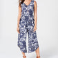 Style & Co Women's Printed Drawstring Waist Jumpsuit Blue Size Large