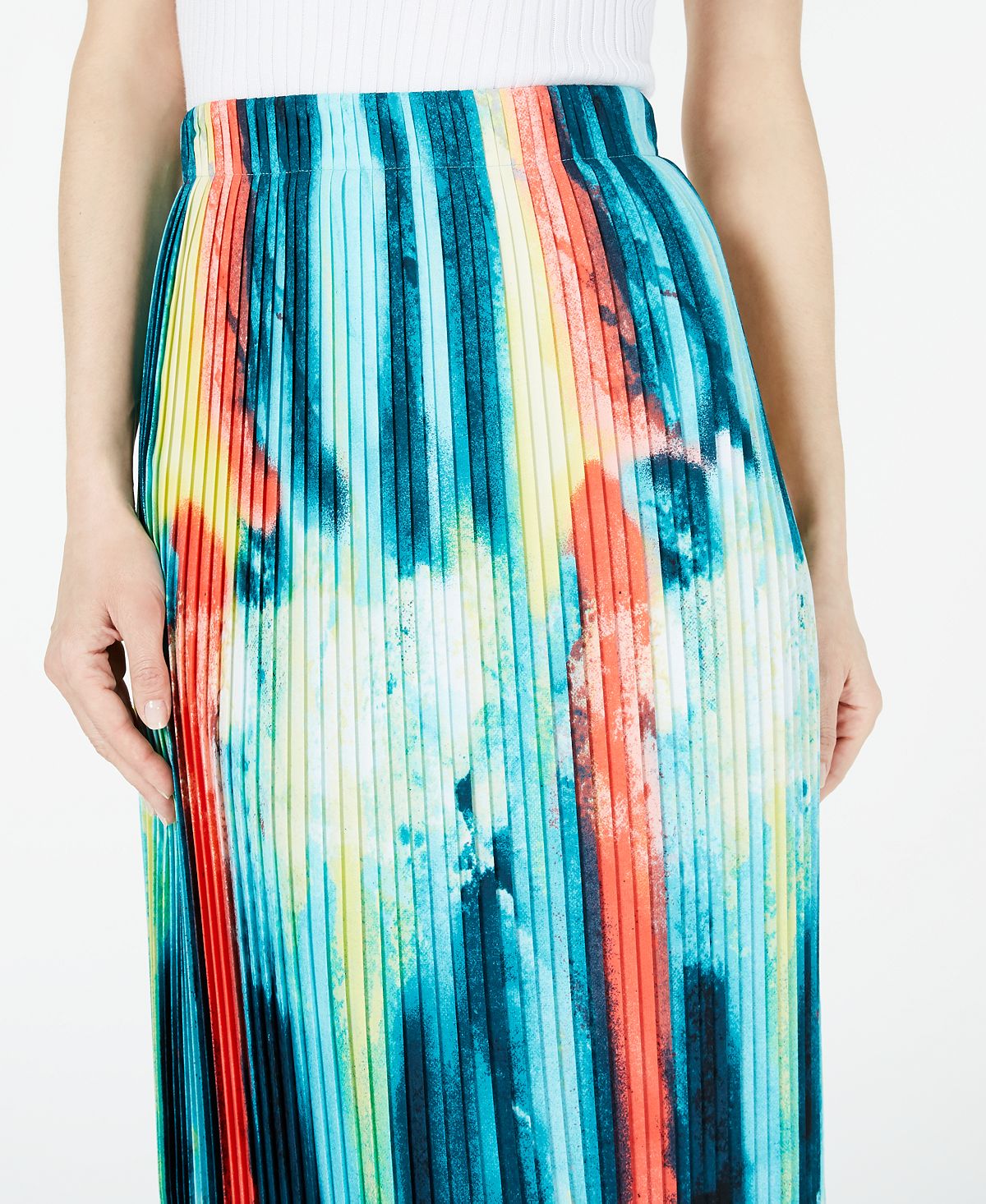 Alfani Women's Knife Pleat MIDI Skirt Blue Size Small