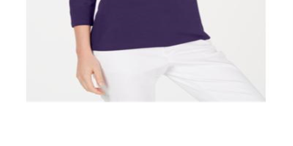 Karen Scott Women's Cotton 3/4 Sleeve Top Purple Size Small