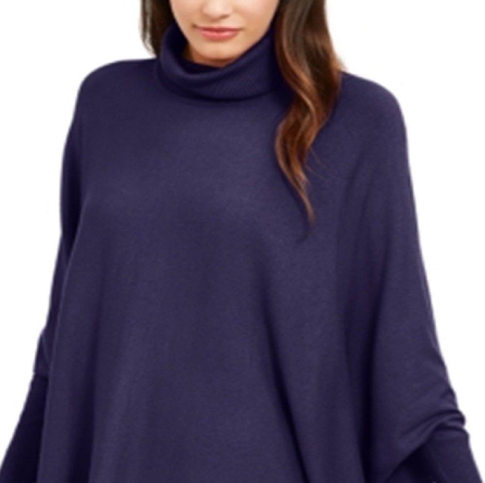 Alfani Women's Turtleneck Poncho Sweater Purple Size Petite Small