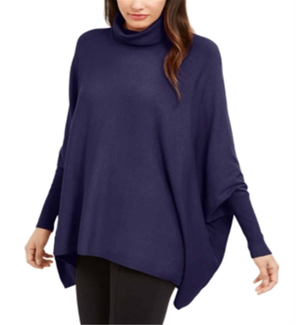 Alfani Women's Turtleneck Poncho Sweater Purple Size Petite Small