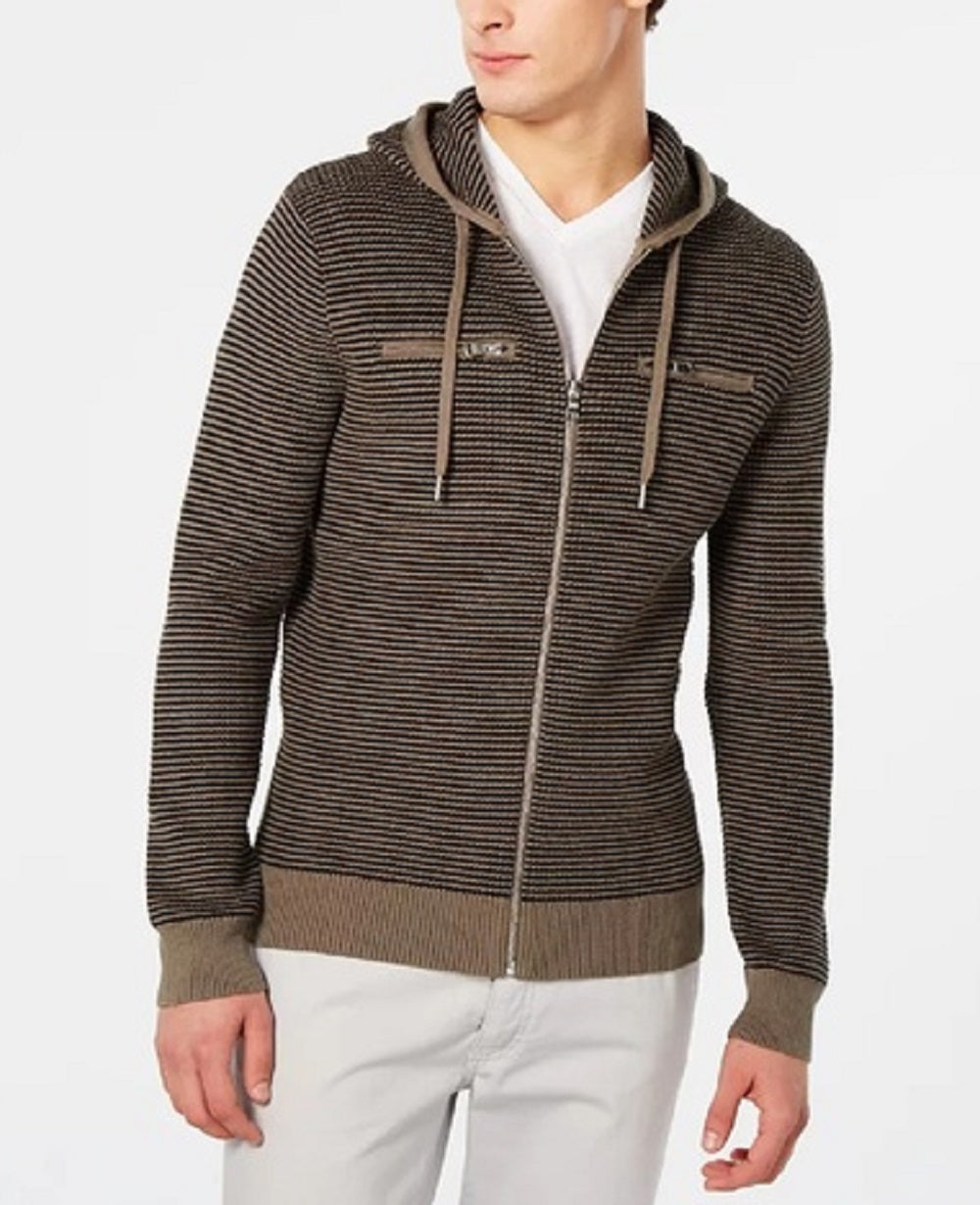 INC International Concepts Men's Textured Zip Front Hoodie Green Size Small