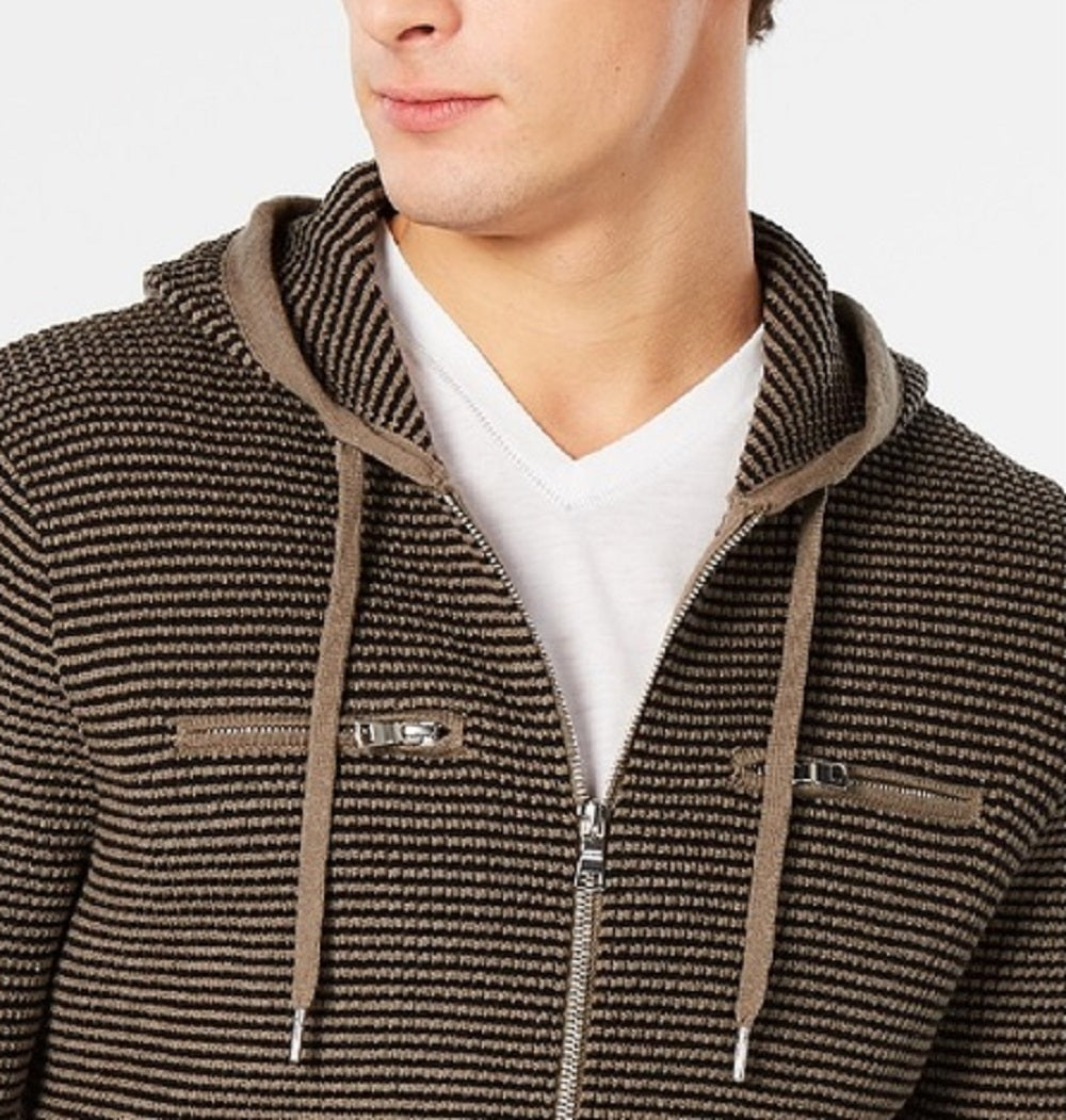 INC International Concepts Men's Textured Zip Front Hoodie Green Size Small
