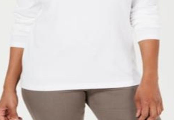 Karen Scott Women's Cotton Lace up Top White Size X-Small