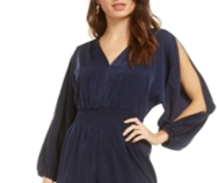 Bar III Women's Smocked Waist Jumpsuit Blue Size XX-Large