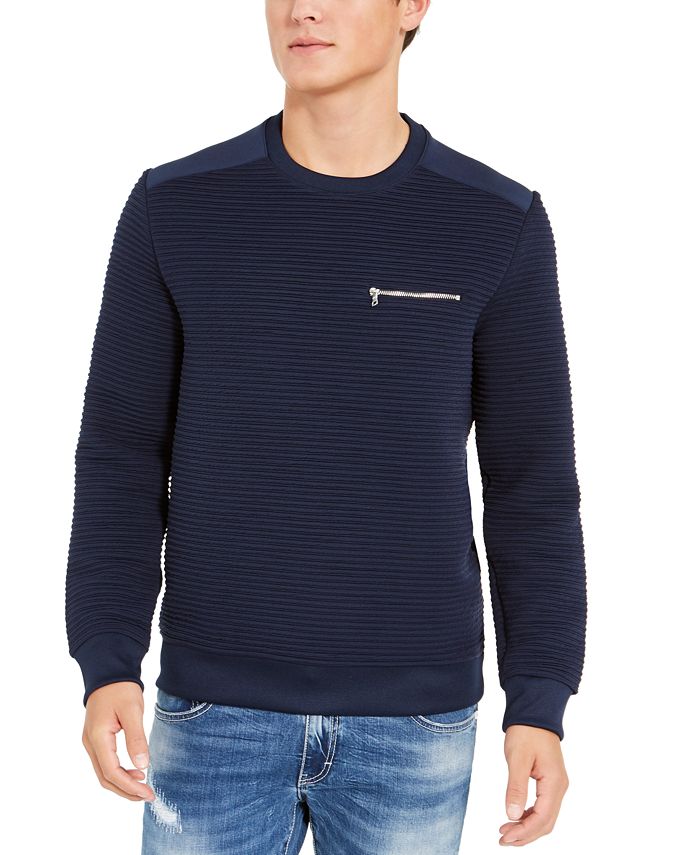 INC International Concepts Men's Ozzy Zip Pocket Sweatshirt Blue Size X-Large