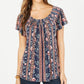 Style & Co Women's Floral Print Top Black Size Petite