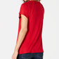 Style & Co Women's Flutter Sleeve Pintucked Top Red Size Petite