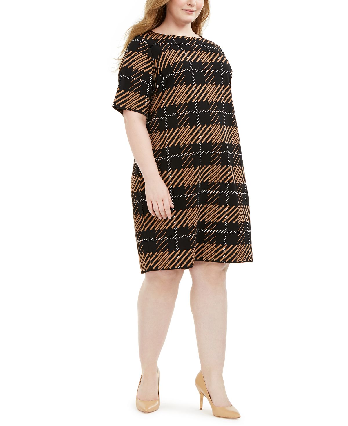 Alfani Women's Printed Sheath Dress Black Size 26W