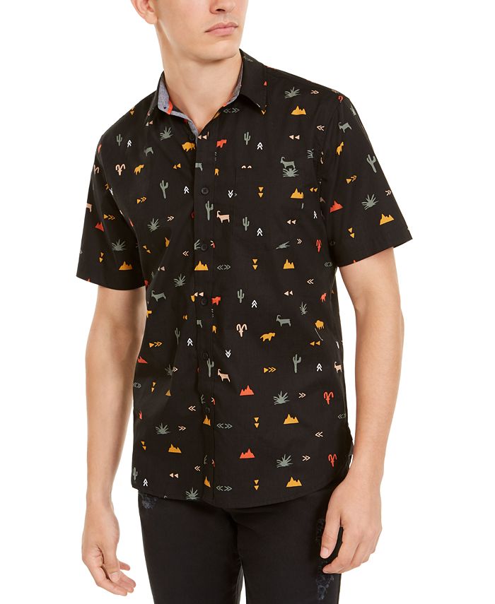 American Rag Men's Hieroglyphics Print Shirt Black Size XX-Large