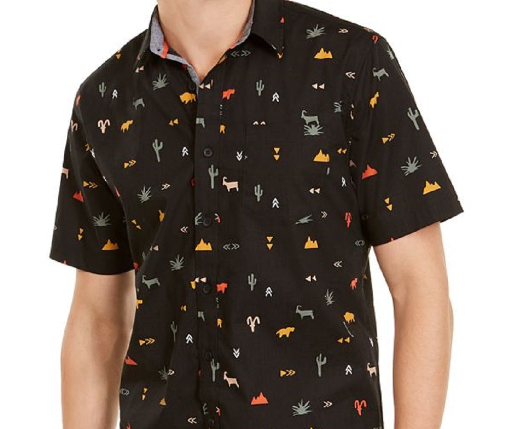 American Rag Men's Hieroglyphics Print Shirt Black Size XX-Large