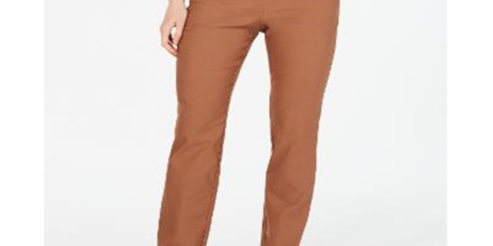 Charter Club Women's Cambridge Skinny Pull on Tummy Control Pants -Brown- Size 4