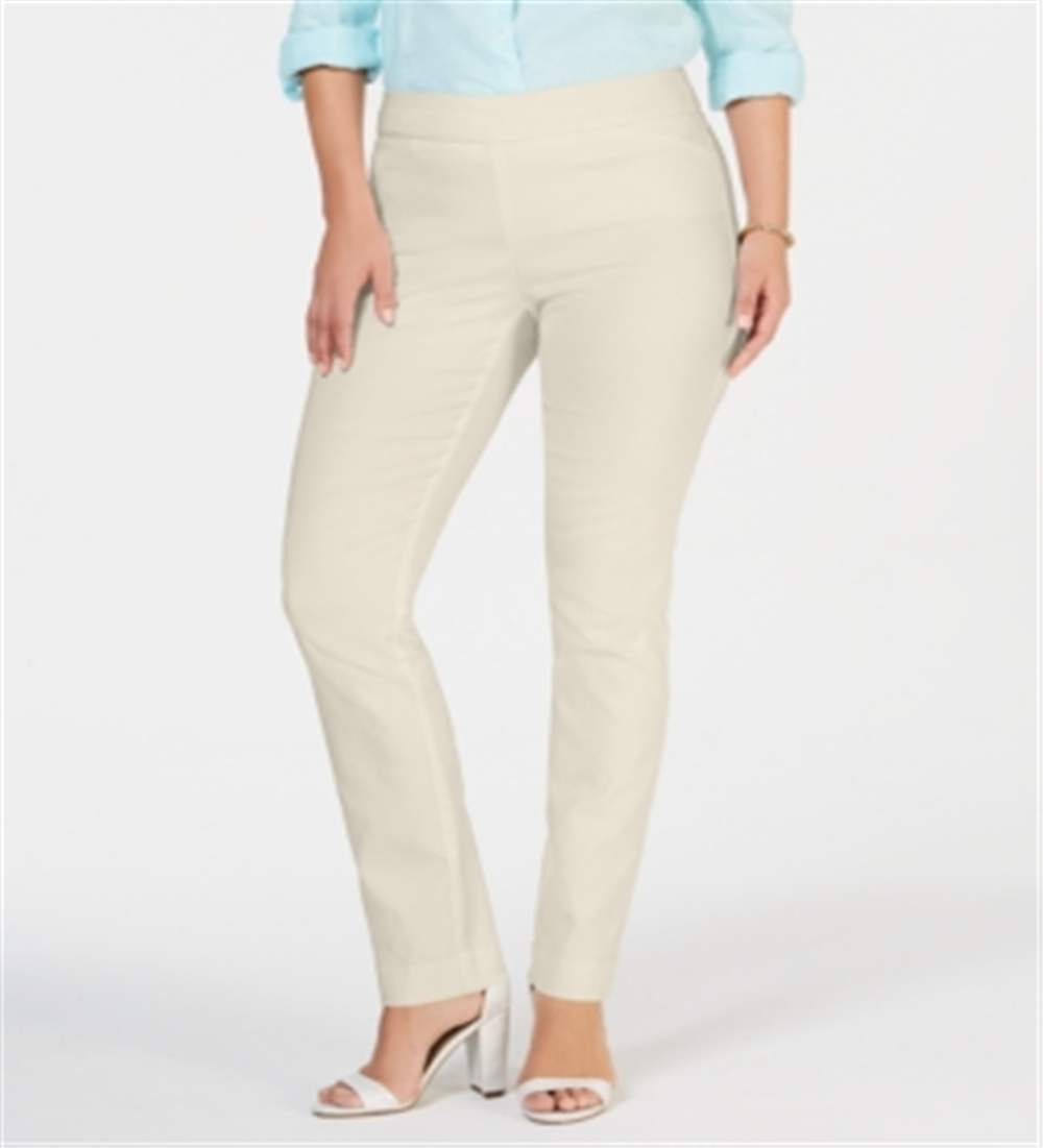 Charter Club Women's Cambridge Skinny Pull on Tummy Control Pants Brown Size 4