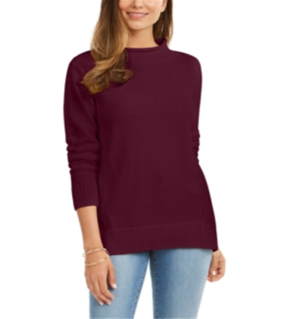 Karen Scott Women's Cotton Mock Neck Sweater Red Size XS