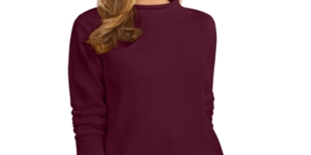 Karen Scott Women's Cotton Mock Neck Sweater Red Size XS