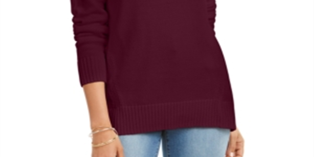Karen Scott Women's Cotton Mock Neck Sweater Red Size XS