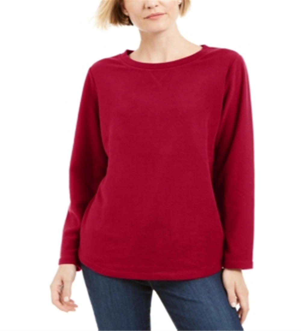 Karen Scott Women's Sport Fleece Sweatshirt Red Size X-Small