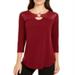 JM Collection Women's Keyhole Top Red Size Medium