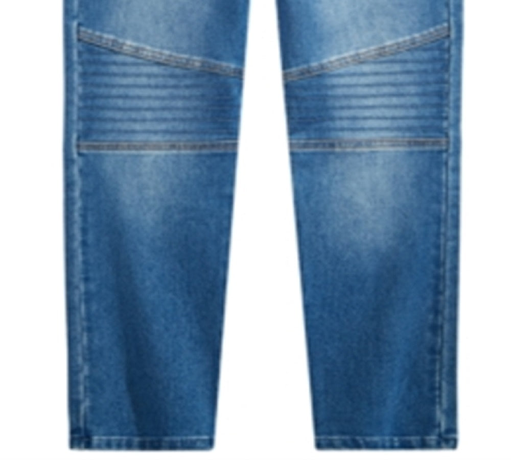 Epic Threads Big Boy's Slim Straight Drawstring Waist New Moto Denim Pant Blue Size Medium