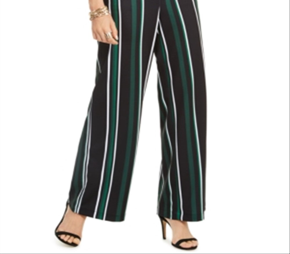 INC International Concepts Women's Striped Wide Leg Pants Black Size 8