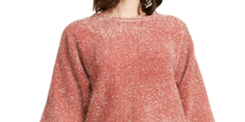 Alfani Women's Tinsel Square Sleeve Sweater Rose Size Petite S/M