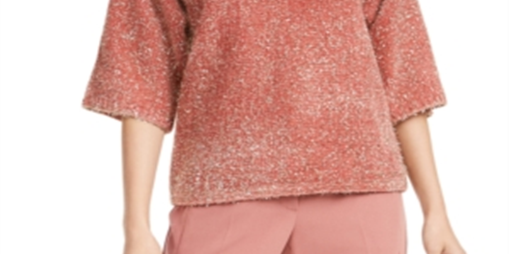 Alfani Women's Tinsel Square Sleeve Sweater Rose Size Petite S/M
