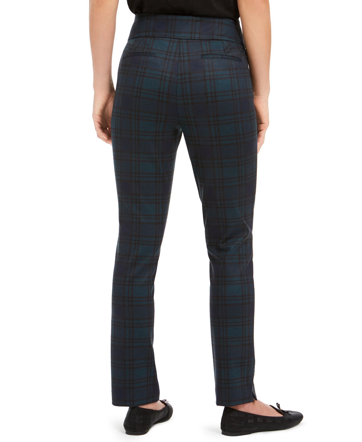Charter Club Women's Plaid Pull on Pants Green Size 14 Petite