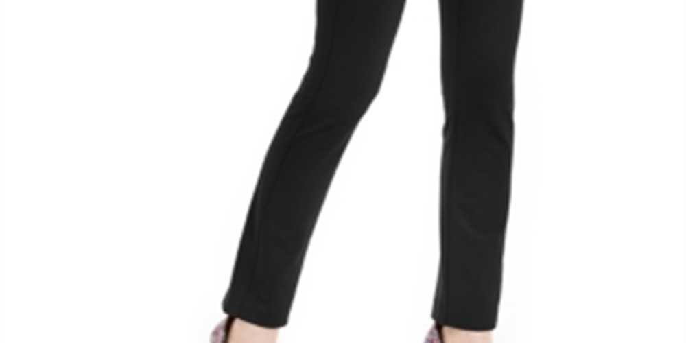 INC International Concepts Women's Solid Straight Leg Wear to Work Pants Black Size 18