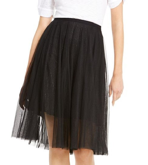 INC International Concepts Women's Sparkle Tulle Skirt Black Size Small