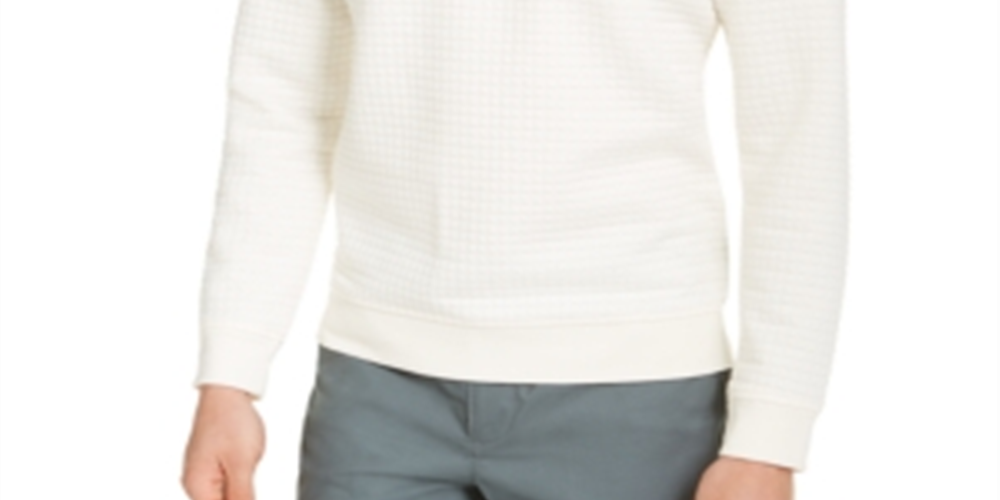 Alfani Men's Quilted Pullover Sweater Beige Size XL