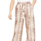 Bar III Women's Snakeskin Print Wide Leg Pants Brown Size Small